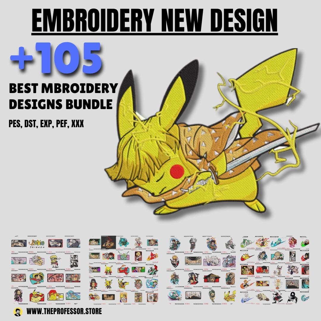 105 Premium Anime Embroidery Design Bundle