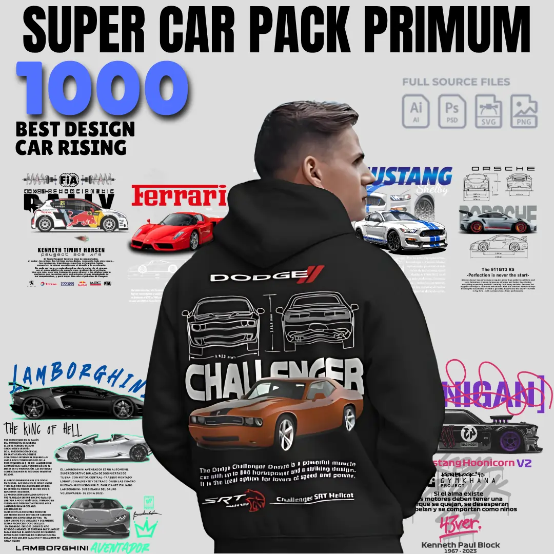 Premium Sports Car T-shirt Design Bundle - 1000+ High-Quality